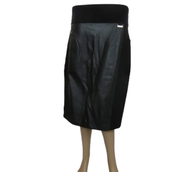 Calvin Klein Faux Leather Pencil Skirt - Picture 1 of 5